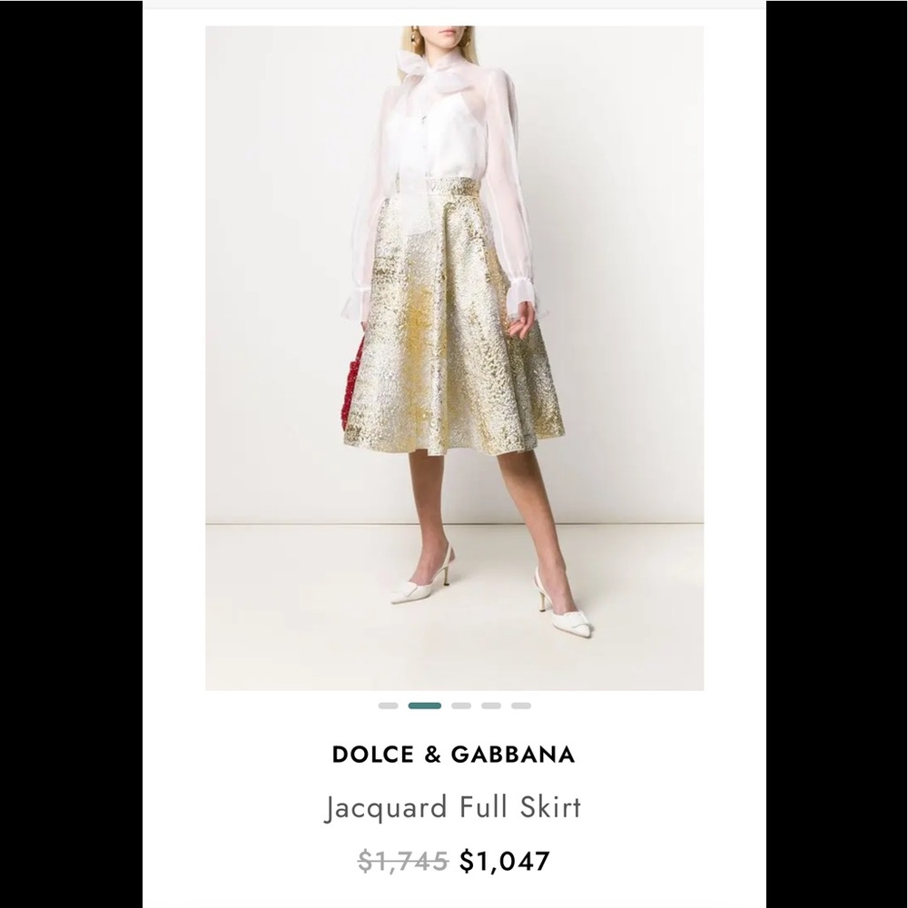 DOLCE & GABBANA ANTIQUE GOLD JACQUARD FULL MIDI SKIRT - Picture 7 of 7